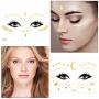 20 Pack Halloween Face Temporary Tattoo Sticker Face Gold Metallic Temporary Transfer Tattoo Freckle Sticker for Woman Girls Makeup Dancer Costume Parties