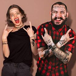 Face Tattoo,Halloween Temporary Tattoos Sticker, Halloween Costume Accessories,Parties Tattoos,5 Sheets Face Neck Hands Arm Tattoos Sticker.