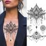 VANTATY 10 Sheets Beautiful Indian Black Henna Temporary Tattoos For Women Mandala Flower DreamCatcher Tattoo Stickers For Girls Body Art Arm Drawings Lace Fake Jewels Tatoo Pendants.