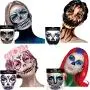 4 Pack Day Of The Dead Skull Temporary Rhinestone Temporary Face Tattoo,Face Stickers Gems Jewels for Halloween Festival Rave Party Outfit 4 Pack Day Of The Dead Skull Temporary Rhinestone Temporary Face Tattoo,Face Stickers Gems Jewels for Halloween Festival Rave Party Outfit