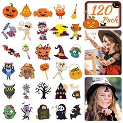 Halloween Temporary Tattoos for Kids, Halloween Stickers for Kids, Boys & Girls, Halloween Kids Decorations, 120Pcs Assorted Waterproof Tattoos for Kids, Party Favor Supplies, Trick or Treat Pumpkin Tattoos