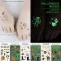 Leuchtende Halloween-Temporärtattoos für Kinder, 10 Blätter temporäre Tattoos mit Spinnen, Geister, Kürbis und schwarzen Katzen – Dekorationen für Erwachsene und Kinder, Halloween-Fälschtattoos, Glow-Sticker für Tanzparty-Partygeschenke.
