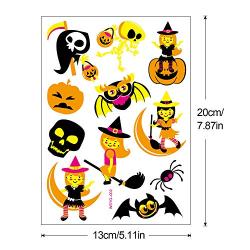 Konsait 48pcs Neon Temporary Tattoos, UV Neon Fluorescence Halloween Fake Tattoos Stickers Body Face Skin Tattoo Waterproof Tattoo Stickers for Women Girls Body Art Halloween Carnival Party Supplies