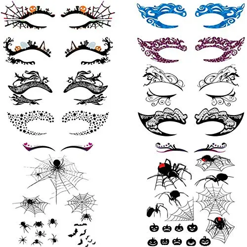 Niceauty Temporary Tattoos, Halloween Temporary Tattoos -11 Eye Fake Tattoos and 2 Spider Temporary Tattoos for Women and Men, Easy on/off, Use Safe, Non-toxic, Waterproof Niceauty Temporary Tattoos, Halloween Temporary Tattoos -11 Eye Fake Tattoos and 2 Spider Temporary Tattoos for Women and Men, Easy on/off, Use Safe, Non-toxic, Waterproof