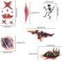 Qualsen 30 Sheets Halloween Temporary Scar and Insect Tattoos Stickers Fake Bloody Wound Scab Bleeding Decals for Masquerade Prank Prop Decorations Makeup Masquerade Zombies Party Supplies Decor