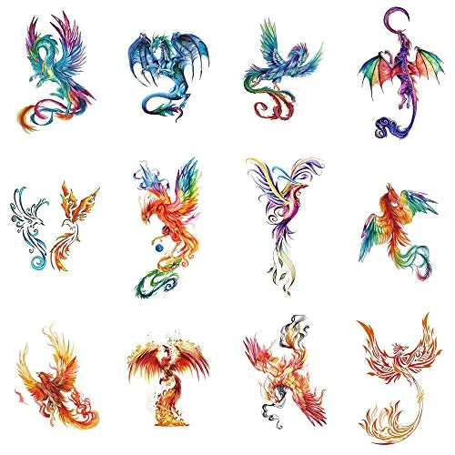 WYUEN 12 Stück Kolibri Temporäre Tattoos für Damen Herren Mode Körperkunst Erwachsene Wasserdicht Hand Falschen Tattoo 9,8 x 6 cm (FW12-25)