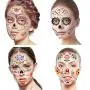 8er Pack Halloween Temporäre Gesichtstattoos, Día de los Muertos Schädel Gesichtstätowierungen, Catrina Maske, Día de Muertos Make-up, Süßkopf-Aufkleber für Halloween Party, Party-Zubehör