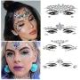 4er Set Leuchtende Gesichtsschmuck Aufkleber Glow in Dark Temporäre Tattoos Pailletten Aufkleber Farbige Selbstklebende Glitzer Harz Juwelen Augen Stirn Funkelnder DIY Make-up Party Dekorationen Sets