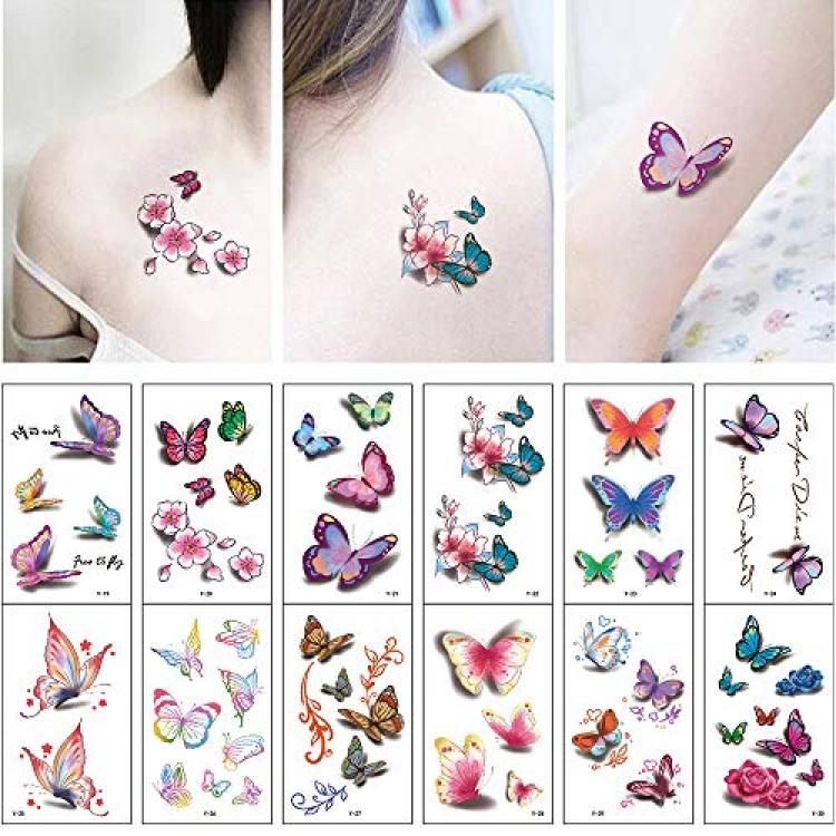 Sexy Temporary Tattoos Sticker for Women Girls Kids Children Waterproof Tattoo  Paper Flower Letter Butterfly Fake Bodi Art Tatoo