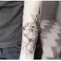 DaLin 4er Blattige Sexy Florale Temporäre Tattoos für Frauen Blumen Kollektion (Pflaume Katze)