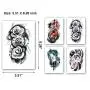 Leoars 4 Sheets Large Arm Temporary Tattoos and 4 Sheets Full Arm Sleeve Tattoo Sticker, Black Animal Eye Flower Fake Tattoos Sleeve Body Art for Women Men