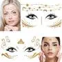 Konsait 8 Sheets Face Tattoo Sticker Metallic Temporary Transfer Tattoo Waterproof Face Jewels for Women Girls Make Up Dancer Costume Parties, Shimmer Glitter Gold Tattoos,Scale Tears Butterfly Freckl Konsait 8 Sheets Face Tattoo Sticker Metallic Temporary Transfer Tattoo Waterproof Face Jewels for Women Girls Make Up Dancer Costume Parties, Shimmer Glitter Gold Tattoos,Scale Tears Butterfly Freckl