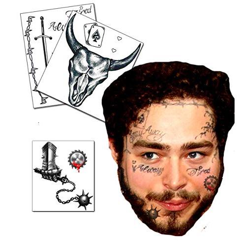 Aktualisierte Posty Malone Inspirierte Tattoo-Set – Temporäre Tattoos (Neuartige Tattoos) – Hautsicher – Langanhaltend