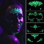 4er Set Leuchtende Gesichtsschmuck Aufkleber Glow in Dark Temporäre Tattoos Pailletten Aufkleber Farbige Selbstklebende Glitzer Harz Juwelen Augen Stirn Funkelnder DIY Make-up Party Dekorationen Sets