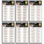 6 Sheets Premium Dwanda 3D Realistic Long Lasting Eyebrow Transfers, Realistic Looking Natural Eyebrows, Waterproof Eyebrow Tattoo stickers for Woman Makeup, Brown, 54-Pairs of Brows