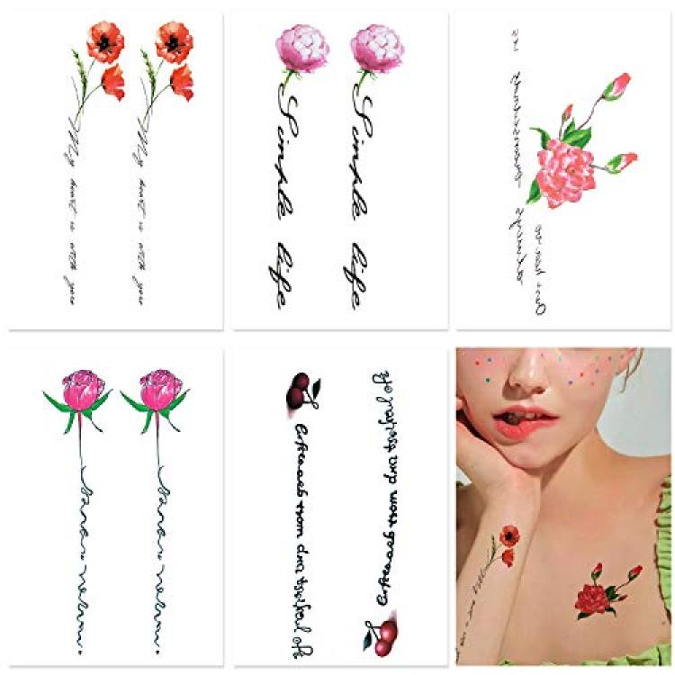 Large Realistic Flower Temporary Tattoos for Women Adults Girls Black Rose  Floral Tattoo Sexy Body Tattoo Stickers Realistic Waterproof Fake Tattoo  Arm Chest Leg Back Temp Tattoo Paper (8 Sheets)