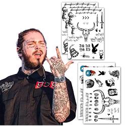 Leoars Face Temporary Tattoos, Face Neck Hands Arm Tattoos Sticker, Fake Tattoos for Adults Men Women Girls Kids Halloween Parties,4-Sheet