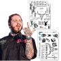 Leoars Face Temporary Tattoos, Face Neck Hands Arm Tattoos Sticker, Fake Tattoos for Adults Men Women Girls Kids Halloween Parties,4-Sheet