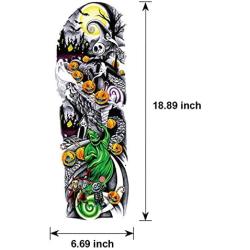 Konsait 12Sheets Nightmare Before Christmas Large Full Arm Temporary Tattoos Temporary Sleeve Tattoos Fake Body Art Arm Tattoo Black Tattoo Body Stickers for Kids Adults