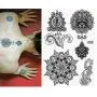 Pinkiou Henna Tinte-Sticker Spitze Mehndi Temporäre Tattoos für freigeistige Frauen Teenager Mädchen Metallic Tinte Pack von 6 (schwarz)