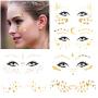 16 Sheets Face Tattoo Sticker, Freckle Sticker, Face Metallic Temporary Tattoo Water Transfer Tattoo for Professional Make up Dancer Costume Parties