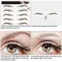 6 Blatt 3D Haarähnliche Eyeliner-Aufkleber, Eyeliner-Transfer-Aufkleber, wasserdichte Eyeliner-Tätowierungs-Aufkleber, Eyeliner-Pflegematerialien, 60 Paare (Medium-Bogen)