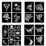 Airbrush Tattoo Stencil Kit Durable Body-Painting Alphabet Temporary Tattoo Template Body Art Drawing Stencil for Henna Tattoos,Body Glitter Tattoos,Face Painting (118pcs/pack)