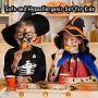Halloween Aufkleber (50 Stk) & Halloween Temporäre Tattoos (60 Stk) & Halloween LED Brosche (12 Stk) – Fröhliche Halloween Dekorationen, Party Goodies, Halloween Schulkampf-Tausch
