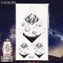 12 Stück/Set COKTAK Fake Wasserdichte Temporäre Stern Tattoosticker Astronaut Illustration Männer Körper Arm Art Frauen Tatoos Planeten Geometrie Universum Berg Kinder Tattoos Schwarze Paste 10x6CM