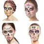 8er Pack Halloween Temporäre Gesichtstattoos, Día de los Muertos Schädel Gesichtstätowierungen, Catrina Maske, Día de Muertos Make-up, Süßkopf-Aufkleber für Halloween Party, Party-Zubehör