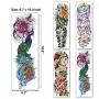 Leoars 4 Blätter Große Arm Temporäre Tattoos und 4 Blätter Großer Arm Ärmel Tattoo Aufkleber, Großer Pfau Lotus Rose Falsche Tattoos Ärmel Körperkunst für Damen Herren
