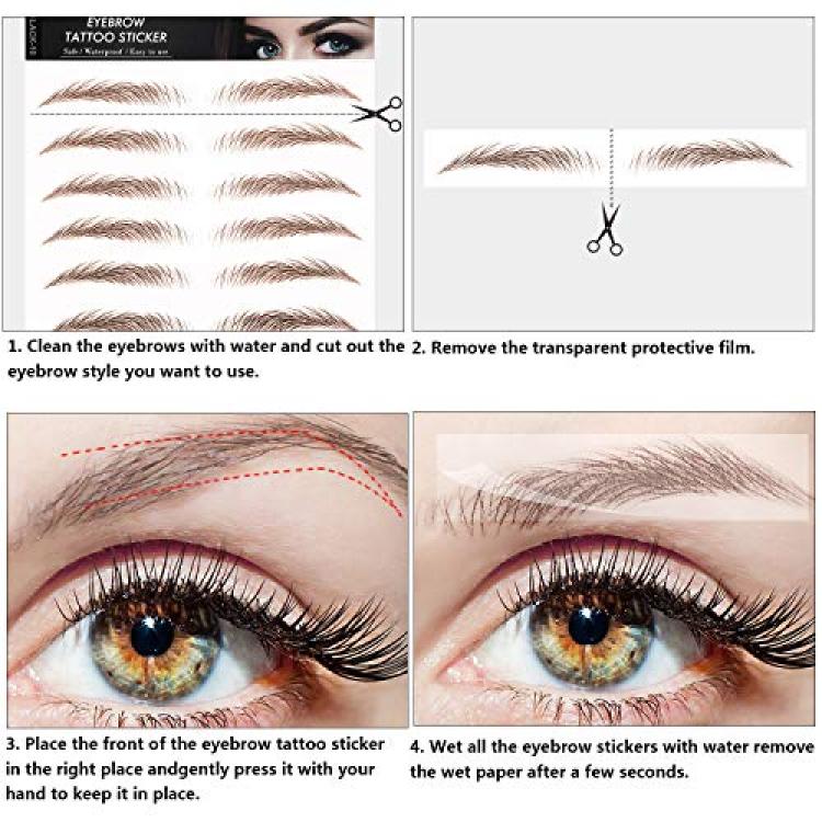 Herrnalise Temporary Eyebrow Tattoo, 8 Styles Eyebrow Stickers Waterproof Tattoo  Eyebrow Sticker - Walmart.com