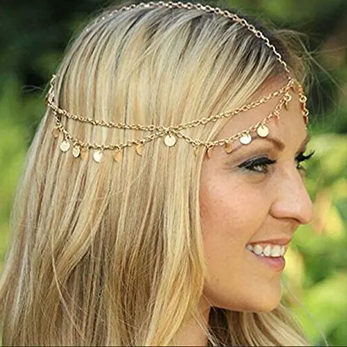 Goldene kleine Münz Haarband Boho Festival Hochzeit Kopfschmuck Haarband Frühlings/Sommer/Weihnachten Schmuck für Frauen und Mädchen
