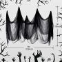 LessMo Halloween Creepy Cloth, 79x198 inch Spooky Fabric Gauze, Stretchy, Giant, for Haunted House, Outdoor, Yard, Home Halloween Party, Doorways Entryways Windows Decor, Black
