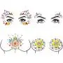 Lady Up 3 Sets Face Jewels for Women, Makeup Body Breast Gems Stickers Temporary Tattoos with Colorful Mermaid Crystal Rhinestones for Festival Halloween Party