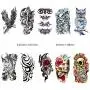 42 Sheets Temporary Tattoos Stickers (Include 10 Sheets Large Stickers), Fake Body Arm Chest Shoulder Tattoos for Men and Women