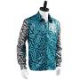 Mens Tiger King Shirt Joe Exotic Shiny Sequins Button Down Dress Shirt S Blue