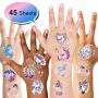 Unicorn Temporary Tattoos for Children Kids Girls(45Sheets),Konsait Great Girls Fake Stickers Waterproof Rainbow Unicorn Kids Birthday Party Favors Decorations Birthday Party Gift Bag Fillers