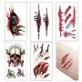 Étiquettes Tattoo Temporaires Halloween 3D - 10 Feuilles - Nouvelles pour 2021 - Étiquettes Temporaires Effrayantes Halloween pour Hommes Femmes Adultes Décoration Cosplay Halloween