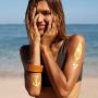 20 Sheets Temporary Tattoos for Women Girls Adults - Over 300 Shimmer Waterproof Fake Tatoos - Gold Tattoos Metallic Stickers in Bracelets, Feathers, Wrist and Arm Bands