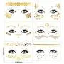 Halloween Gesicht Temporäre Tattoos, Sommersprossen-Sticker, Goldglitzer Metallic Wasserübertragungstätowierung für professionelle Make-up, Tänzer Kostüm