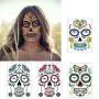 COKOHAPPY Halloween Temporary Face Tattoos Makeup Kit (13 Pack), Day of the Dead Sugar Skull Floral Black Skeleton Web Red Roses Full Face Mask Stickers Tattoo Families Party Supplies
