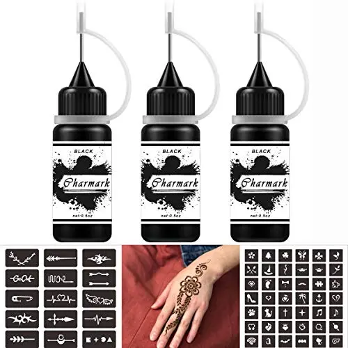 Charmark Künstlicher Sommerschmuck Tattoo Kit, Temporäre Sommerschmuck-Tätowier-Set, Freihandschmuck-Tinte, Semi-Permanenter Schmuck, Jagua Gel Temporäre Tattoos, Freihandschmuck-Gel/Tinte, 84 Stück Tattoo Sticker Stencils Vollständiges Set