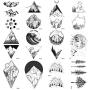 12 Pieces/Lot Geometry Triangle Mountain Temporary Tattoo Sticker Cover Women Body Arm Art Drawing Waterproof Fake Black Sea Weave Tatoos Custom 10x6CM