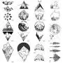 12 Pieces/Lot Geometry Triangle Mountain Temporary Tattoo Sticker Cover Women Body Arm Art Drawing Waterproof Fake Black Sea Weave Tatoos Custom 10x6CM