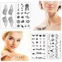 50 Sheets Temporary Tattoos Stickers Fake Black Tiny Tattoo Waterproof Small Temporary Tattoo Body Art Tattoo Sticker for Adult Women Girls Men Hand Neck Wrist