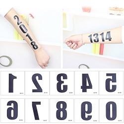 50 Sheets Numbers Finger Neck Face Temporary Tattoo Sticker DIY Body Art