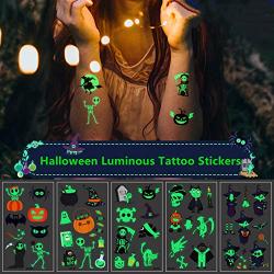 Glow In Dark Temporary Tattoo Stickers, Luminous Fluorescent Tattoos Waterproof Fake Tattoo Body Art Water Transfer Stickers Fun For Party Festival Club Party Decoration (10 Sheets)