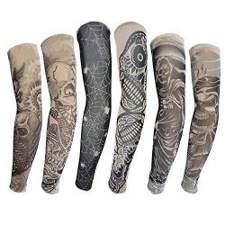 Pinkiou Temporary Tattoo Fake Arm Sleeves Outdoor Sun Protective Cover Body Art Arm Accessories 6 pcs Tattoo Sleeves (T)