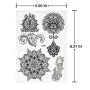 Pinkiou Henna Tinte-Sticker Spitze Mehndi Temporäre Tattoos für freigeistige Frauen Teenager Mädchen Metallic Tinte Pack von 6 (schwarz)